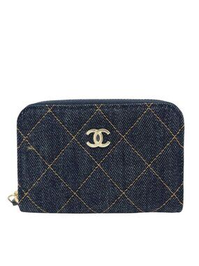Chanel Coin Case Classic Zip Purse Denim Blue